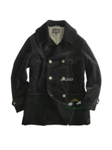 Men's Black Double Breasted Corduroy Jacket Suit Coat Vintage Casual Coat - Picture 1 of 23