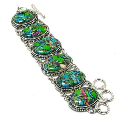 Fiesta Kingman Turquoise Gemstone 925 Sterling Silver Handmade Bracelet Jewelry - Image 1 of 4