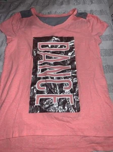 Girls Sz 16 Sequin Dance Shirt Pink Gray So - Picture 1 of 4