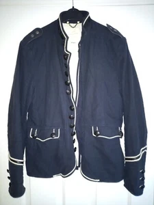 RIVER ISLAND COTTON JACKET MILITARY GOTHIC STEAM PUNK STYLE MEDIUM NAVY - Picture 1 of 5