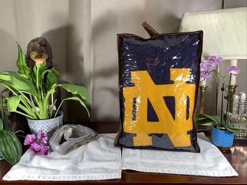 NEW Vintage University Flag Company Logo Wool Blanket NOTRE DAME +Tags+Case MINT Cover