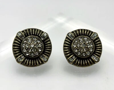 Heidi Daus "Belgian Disc" Crystal Stud Earrings - Pierced - NIB - Image 1 of 4