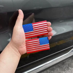 2pcs/Pair 5"x3" 3D Aluminium American Flag Sticker Emblem For Car Truck - Picture 1 of 10