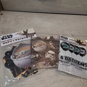 STAR WARS THE MANDALORIAN The Child Happy Birthday Party Bamner Napkins Balloons - Picture 1 of 4