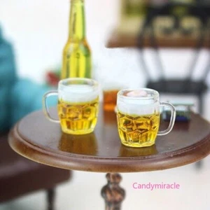 2 Stück Maßstab 1:12 Puppenhaus Miniatur Bier Tassen Küche Getränke Bar Zubehör - Picture 1 of 6