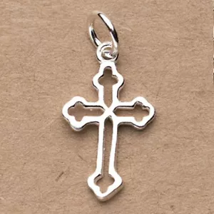 Ciondolo/ciondolo Crocifisso Ortodosso Bocciato - Argento sterling 925 - Catena opzionale - Foto 1 di 7