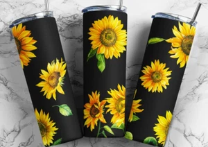 Yellow Sunflower Design 20oz Skinny Tumbler Double Wall Insulated - Picture 1 of 2