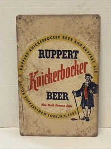 Ruppert Knickerbocker Beer Sign New Yorks Famous Beer Ale Tin Sign Bar ManCave - Picture 1 of 1