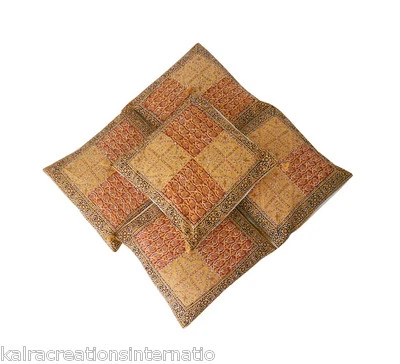 Cushion Covers Indian Textured Kantha Pillow Covers Block Print 5 Pcs - Image 1 of 4