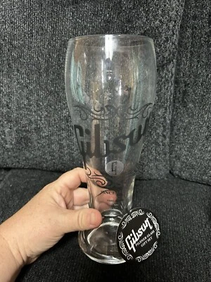 Gibson Hand Blown Glass Pilsner Beer Guitar Musician - Image 1 of 2