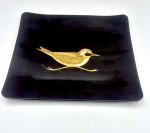 Vintage Couroc Shore Bird Handcrafted Inlay Tray Beach - Picture 1 of 3