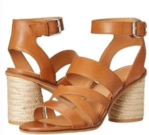 NEW Frye & Co. Leiah Mixed Strap Sandal Cognac Heels Women’s 9.5 M - Picture 1 of 6