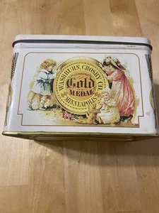 Vintage Tin Recipe Card Holder Washburn's Gold Medal Flour with Dividers & Cards - Picture 1 of 4