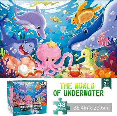 Jumbo Floor Puzzle for Kids Underwater Jigsaw Large Puzzles 48 Piece - Image 1 of 4