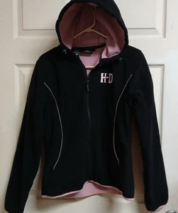 Harley Davidson Fleece Sudadera con Capucha-Chaqueta-Mujer-Negro/Rosa-GRANDE-2009-Eagle - Imagen 1 de 13