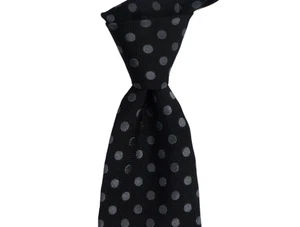 $330 NWT TOM FORD Black w Woven Grey Polka Dots Silk Neck Tie Italy 3.25W - Picture 1 of 4