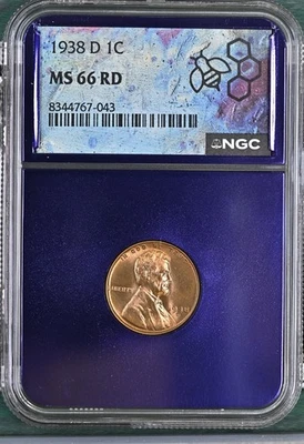 1938-D  LINCOLN WHEAT CENT  NGC MS 66 RD - Image 1 of 2