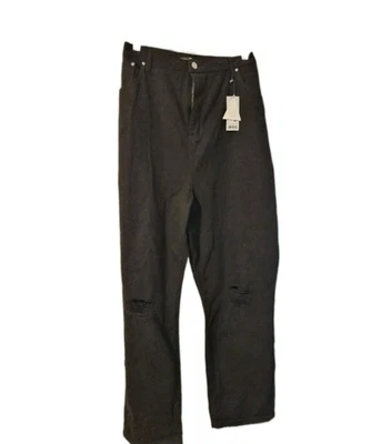 BooHoo size 28UK&AUS/24US ripped knee black mom jeans - Image 1 of 4