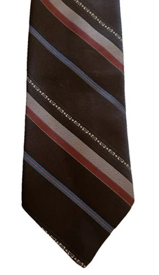 Corbata de hombre Ketch marrón azul a rayas 3” de diseño Business Foto 1 de 4