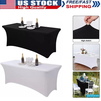 Spandex 4ft ,6ft ,8ft Stretch Fitted Tablecloth Table Cover Wedding Event - Image 1 of 4