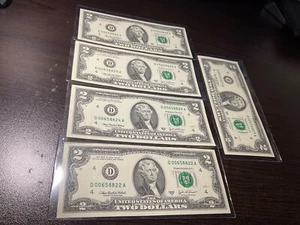 2003-A $2 Fedral Reserve Notes lot of 5 consecutive numbered - Picture 1 of 2