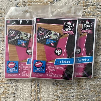 Monster High Birthday Party Invitations Deluxe 3 (8 Packs) 24 Total Invitations - Image 1 of 4