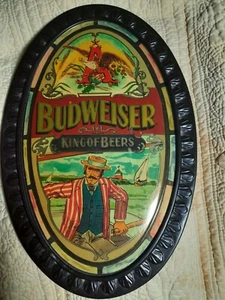 Budweiser King Of Beers Vintage ovale Beschilderung - Bild 1 von 3