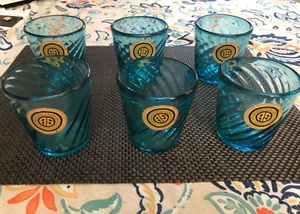6er Set Aaron Sanchez Aqua Blau Twist Mundgeblasen Glas 4" DOF Gläser Mexiko Neu mit Etikett - Bild 1 von 4