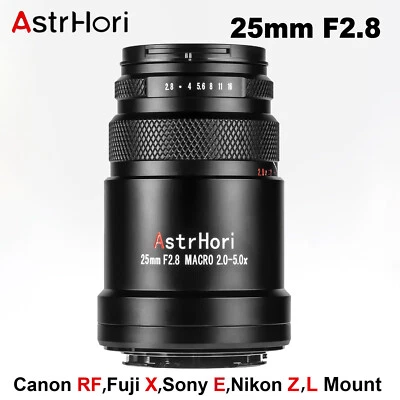 AstrHori 25mm F2.8 Full Frame 2.0-5.0x Macro Lens for FX/RF/E/Z/L Mount Cameras - Image 1 of 4