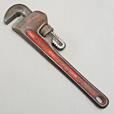 Vintage RIDGID 10" Heavy Duty Pipe Wrench The Ridge Tool Co. Elyria Ohio USA - Image 1 of 4