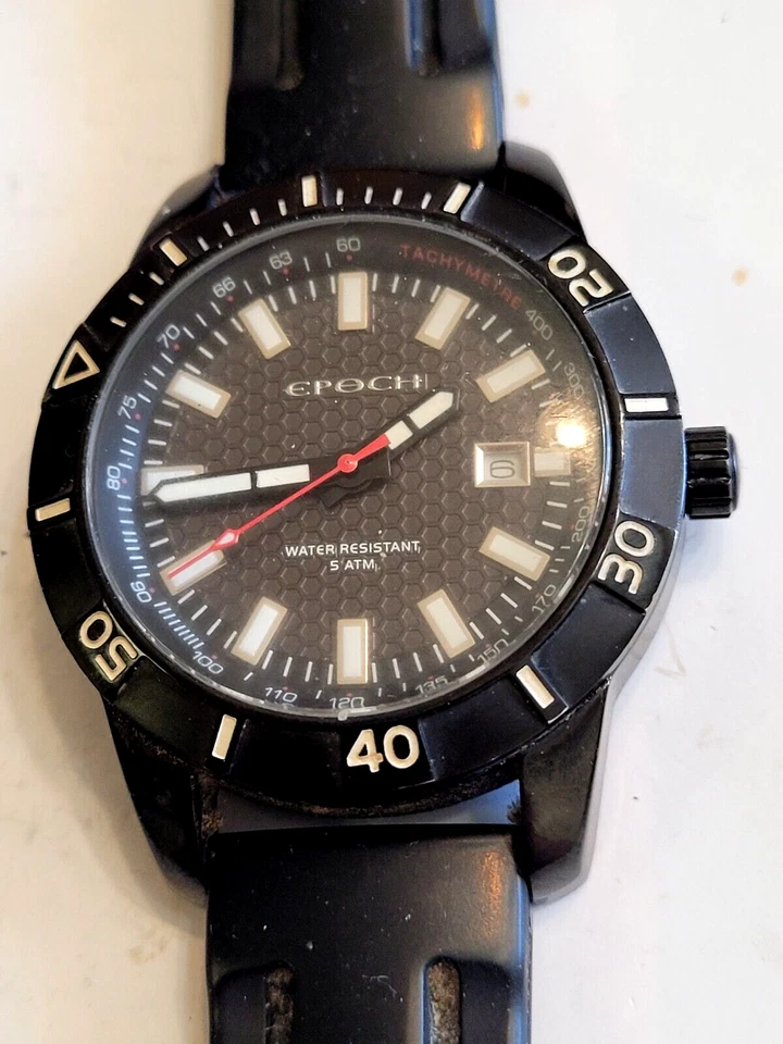 Epoch Men's Watch, Tachymeter  - Silicone Band. - Image 1 of 2