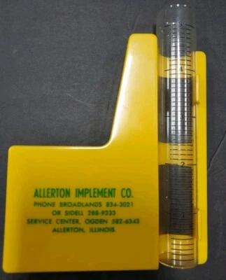 De colección ALLERTON IMPLEMENT CO. Pluviómetro de plástico publicitario ALLERTON IL. Foto 1 de 4
