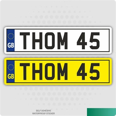 2 x Kids Personalised Number Plates Toy Children Ride On Self Adhesive Sticker - Image 1 of 4