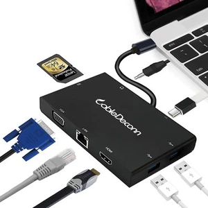 USB-C to Hub 8in1 to HDMI VGA display Output Card Reader 2 USB 3.0 Hub Ports - Picture 1 of 1