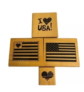 Juego de 4 estampillas de goma Liberty para montaje en madera estampada - Imagen 1 de 2