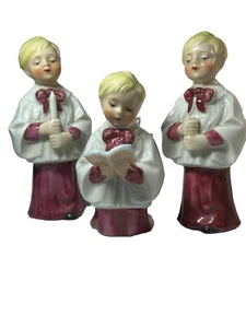 Porcelain Figurine 3 Choir Boys Hand Painted Japan 5" Tall broken candle READ - Picture 1 of 8