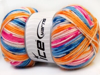 Lote de 4 hilos de bebé caramelo acrílico azul fino, rosa, naranja, blanco Foto 1 de 4