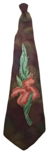 Pietro VALENTINO Tie w/ Pink Gladiolus 3¾”wide Italy 100% Silk VTG Excl’t Cond - Picture 1 of 4
