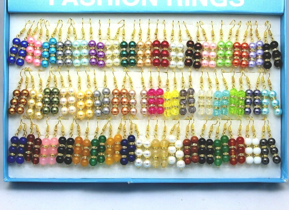 Ohrringe mit Glaswachs,Muschelkern,Edelstein,Perlen Ø 8 mm 1 Paar Neu F. Gold - Bild 1 von 1