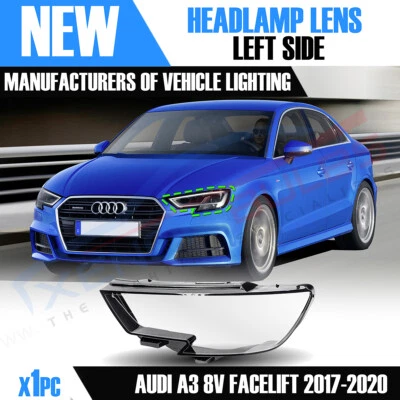 PARA AUDI A3 S3 RS3 8V LADO IZQUIERDO FARO DELANTERO LENTE CUBIERTA 2017-2020 Foto 1 de 4