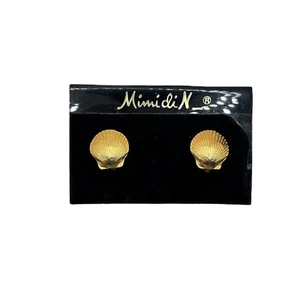 Pendientes de clip vintage nuevos en tarjeta Deadstock 1973 Mimi di N vieiras concha de mar - Imagen 1 de 4