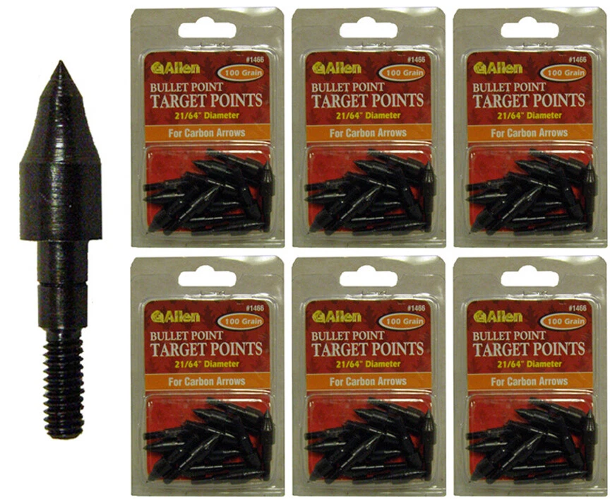 全新 72 ALLEN BULLET TARGET ARROW POINTS,100 GRAIN,21/64 英寸 DIAMETER,适用于碳纤维 — 第 1/1 张图片