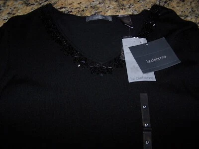 Suéter Liz Claiborne Essentials Cuarzo Cuello en V L/S NEGRO Para Mujer Mediano Nuevo con Etiquetas $69 Foto 1 de 3