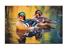 Wood Duck Prints-Wood Duck Oil Painting Picture Printed On Canvas-Giclée Print