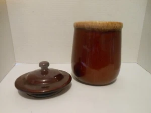 Ceramic McCoy Brown-Glazed Container with Lid - Picture 1 of 2