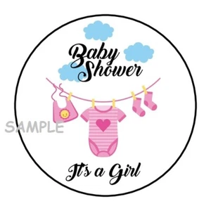 30 IT'S A GIRL BABY SHOWER ENVELOPE SEALS LABELS STICKERS 1.5" ROUND PARTY FAVOR - Picture 1 of 1