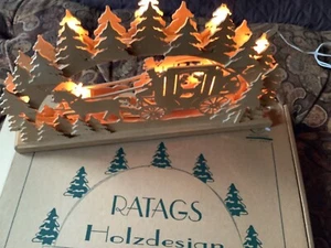 ERZGEBIRGE RATAGS Doppelschwibbogen Holzdesign beleuchtete Weihnachtskutschenszene - Bild 1 von 14