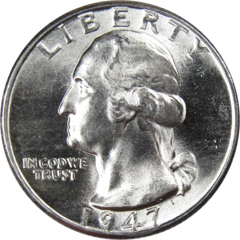 1947 D Washington Quarter BU Uncirculated Mint State 90% Silver 25c US Coin Cover