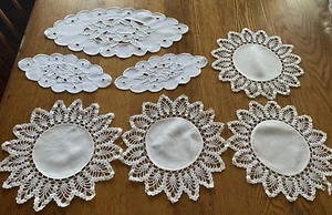 Lote de 4 Doilies Circulares de Ganchillo a Mano De Colección y 3 Doilies de Corte - Imagen 1 de 12
