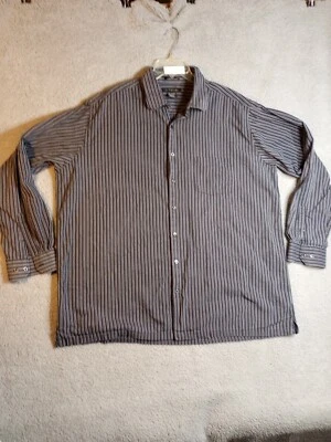 J. Ferrari Button Up Shirt Mens Size 2XLT Long Sleeve black white stripes  - Image 1 of 4